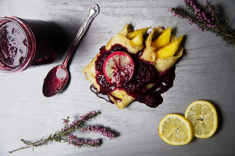 h is for herbivore grilled mango crepes with berry compote 3